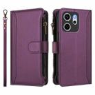 For OPPO Reno14 F 5G Magnetic Closure 9 Card Slots Zipper Leather Case with Hand Strap(Purple) - 2
