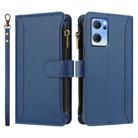 For OPPO Reno7 5G Global / Find X5 Lite Magnetic Closure 9 Card Slots Zipper Leather Case with Hand Strap(Dark Blue) - 2