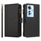 For OPPO Reno11 F 5G Global Magnetic Closure 9 Card Slots Zipper Leather Case with Hand Strap(Black) - 2
