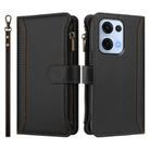 For OPPO Reno13 5G Global Magnetic Closure 9 Card Slots Zipper Leather Case with Hand Strap(Black) - 2
