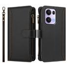 For OPPO Reno13 Pro 5G Global Magnetic Closure 9 Card Slots Zipper Leather Case with Hand Strap(Black) - 2