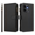 For OPPO Reno13 F 5G Global Magnetic Closure 9 Card Slots Zipper Leather Case with Hand Strap(Black) - 2