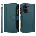 For OPPO Reno13 F 5G Global Magnetic Closure 9 Card Slots Zipper Leather Case with Hand Strap(Dark Green) - 2