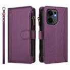 For OPPO Reno13 F 5G Global Magnetic Closure 9 Card Slots Zipper Leather Case with Hand Strap(Purple) - 2