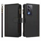 For OPPO A5 5G / A3 Pro 5G Global Magnetic Closure 9 Card Slots Zipper Leather Case with Hand Strap(Black) - 2