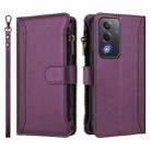 For OPPO A5 5G / A3 Pro 5G Global Magnetic Closure 9 Card Slots Zipper Leather Case with Hand Strap(Purple) - 2