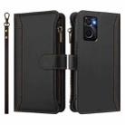 For Realme 9i 4G Magnetic Closure 9 Card Slots Zipper Leather Case with Hand Strap(Black) - 2