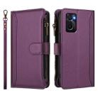 For Realme 9i 4G Magnetic Closure 9 Card Slots Zipper Leather Case with Hand Strap(Purple) - 2