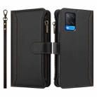 For Realme V11 5G Magnetic Closure 9 Card Slots Zipper Leather Case with Hand Strap(Black) - 2