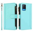 For Realme V11 5G Magnetic Closure 9 Card Slots Zipper Leather Case with Hand Strap(Mint Green) - 2