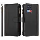 For Realme 8 / 8 Pro Magnetic Closure 9 Card Slots Zipper Leather Case with Hand Strap(Black) - 2