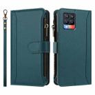 For Realme 8 / 8 Pro Magnetic Closure 9 Card Slots Zipper Leather Case with Hand Strap(Dark Green) - 2