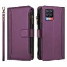 For Realme 8 / 8 Pro Magnetic Closure 9 Card Slots Zipper Leather Case with Hand Strap(Purple) - 2
