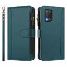 For Realme V13 5G / Q3 5G / Q3i 5G Magnetic Closure 9 Card Slots Zipper Leather Case with Hand Strap(Dark Green) - 2