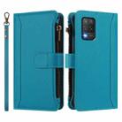 For Realme V13 5G / Q3 5G / Q3i 5G Magnetic Closure 9 Card Slots Zipper Leather Case with Hand Strap(Turquoise) - 2