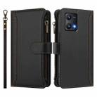 For Realme 9 Pro 5G Global Magnetic Closure 9 Card Slots Zipper Leather Case with Hand Strap(Black) - 2