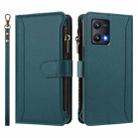 For Realme 9 Pro 5G Global Magnetic Closure 9 Card Slots Zipper Leather Case with Hand Strap(Dark Green) - 2