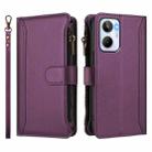 For Realme 10 4G Global Magnetic Closure 9 Card Slots Zipper Leather Case with Hand Strap(Purple) - 2