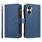 For Realme 10 Pro 5G Magnetic Closure 9 Card Slots Zipper Leather Case with Hand Strap(Dark Blue) - 2