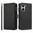 For Realme 10 Pro 5G Magnetic Closure 9 Card Slots Zipper Leather Case with Hand Strap(Black) - 2