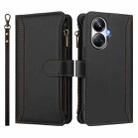 For Realme 10 Pro+ 5G Magnetic Closure 9 Card Slots Zipper Leather Case with Hand Strap(Black) - 2