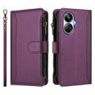 For Realme 10 Pro+ 5G Magnetic Closure 9 Card Slots Zipper Leather Case with Hand Strap(Purple) - 2