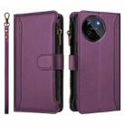 For Realme 11 4G Global Magnetic Closure 9 Card Slots Zipper Leather Case with Hand Strap(Purple) - 2