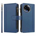 For Realme 11 5G Global / 11X 5G Magnetic Closure 9 Card Slots Zipper Leather Case with Hand Strap(Dark Blue) - 2