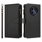 For Realme 12 5G Global / 12X 5G Global Magnetic Closure 9 Card Slots Zipper Leather Case with Hand Strap(Black) - 2
