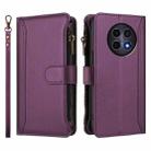 For Realme 12 5G Global / 12X 5G Global Magnetic Closure 9 Card Slots Zipper Leather Case with Hand Strap(Purple) - 2