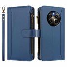 For Realme 12 Pro 5G Global / P1 Pro 5G Magnetic Closure 9 Card Slots Zipper Leather Case with Hand Strap(Dark Blue) - 2