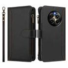 For Realme 12 Pro 5G Global / P1 Pro 5G Magnetic Closure 9 Card Slots Zipper Leather Case with Hand Strap(Black) - 2
