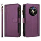 For Realme 12 Pro 5G Global / P1 Pro 5G Magnetic Closure 9 Card Slots Zipper Leather Case with Hand Strap(Purple) - 2