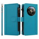 For Realme 13 4G Global / P1 5G Global Magnetic Closure 9 Card Slots Zipper Leather Case with Hand Strap(Turquoise) - 2