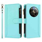 For Realme 13 4G Global / P1 5G Global Magnetic Closure 9 Card Slots Zipper Leather Case with Hand Strap(Mint Green) - 2