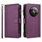 For Realme 13 4G Global / P1 5G Global Magnetic Closure 9 Card Slots Zipper Leather Case with Hand Strap(Purple) - 2