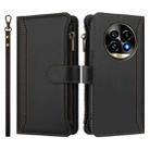 For Realme 13 Pro 5G Global Magnetic Closure 9 Card Slots Zipper Leather Case with Hand Strap(Black) - 2