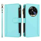 For Realme 13 Pro 5G Global Magnetic Closure 9 Card Slots Zipper Leather Case with Hand Strap(Mint Green) - 2