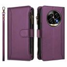 For Realme 13 Pro 5G Global Magnetic Closure 9 Card Slots Zipper Leather Case with Hand Strap(Purple) - 2