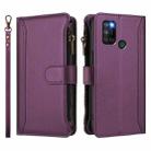 For Realme C17 / 7i Magnetic Closure 9 Card Slots Zipper Leather Case with Hand Strap(Purple) - 2