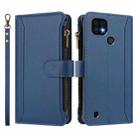 For Realme C20 / C11 2021 / C21 Magnetic Closure 9 Card Slots Zipper Leather Case with Hand Strap(Dark Blue) - 2