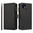 For Realme C20 / C11 2021 / C21 Magnetic Closure 9 Card Slots Zipper Leather Case with Hand Strap(Black) - 2