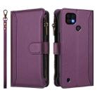For Realme C20 / C11 2021 / C21 Magnetic Closure 9 Card Slots Zipper Leather Case with Hand Strap(Purple) - 2