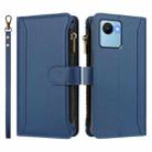 For Realme C30 4G / Narzo 50i Prime / C30S Magnetic Closure 9 Card Slots Zipper Leather Case with Hand Strap(Dark Blue) - 2