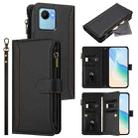 For Realme C30 4G / Narzo 50i Prime / C30S Magnetic Closure 9 Card Slots Zipper Leather Case with Hand Strap(Black) - 1