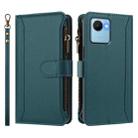For Realme C30 4G / Narzo 50i Prime / C30S Magnetic Closure 9 Card Slots Zipper Leather Case with Hand Strap(Dark Green) - 2