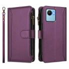 For Realme C30 4G / Narzo 50i Prime / C30S Magnetic Closure 9 Card Slots Zipper Leather Case with Hand Strap(Purple) - 2