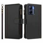For Realme C33 2022 Global / C33 2023 Global Magnetic Closure 9 Card Slots Zipper Leather Case with Hand Strap(Black) - 2
