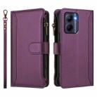 For Realme C33 2022 Global / C33 2023 Global Magnetic Closure 9 Card Slots Zipper Leather Case with Hand Strap(Purple) - 2