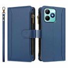 For Realme C53 4G Global / C51 4G Magnetic Closure 9 Card Slots Zipper Leather Case with Hand Strap(Dark Blue) - 2